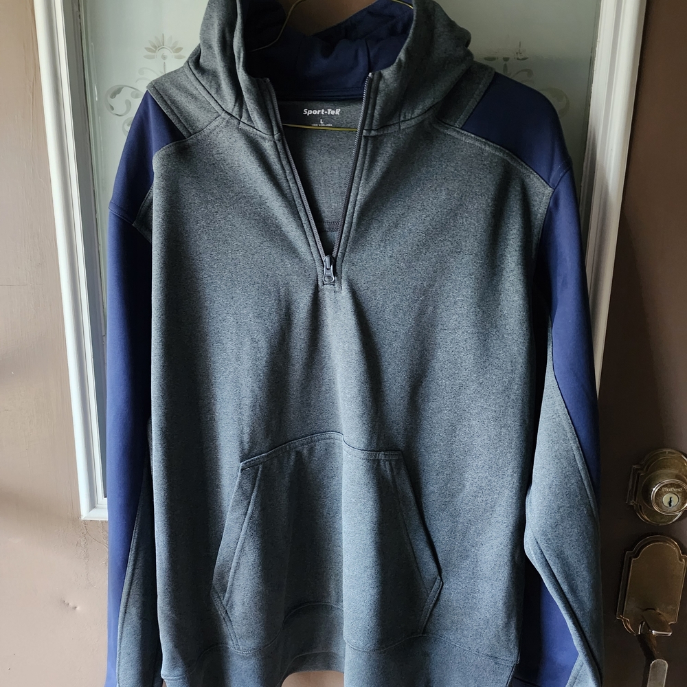 Gray and Blue Sport-Tek Hoodie